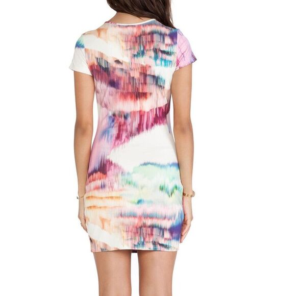 NWT Isla Lulu White Pink BodyCon Cocktail Club Watercolor Summer Mini Dress S - Picture 2 of 7
